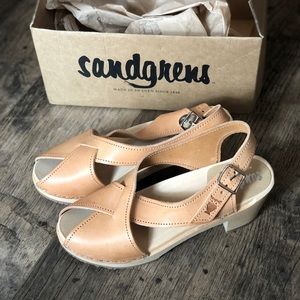 Sandgrens Swedish High Heel Wood Clog Sandals